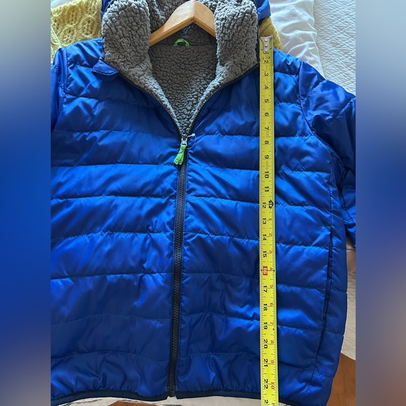J Crew Boys Blue Reversible Fleece Puffer - Picture 2 of 5